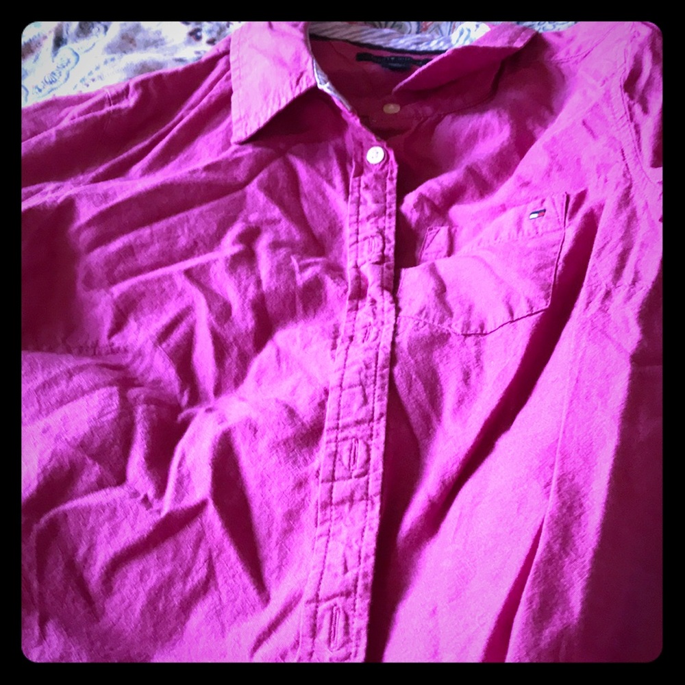 Pink Tommy Hilfiger polo long sleeve